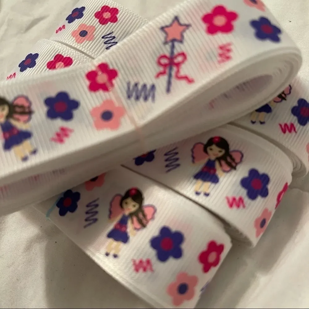 Grosgrain Ribbon 7/8” 5 yards yds 5/$20 NEW fairy flowers floral wand girl pink